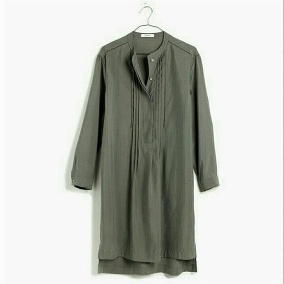 Madewell Dresses & Skirts - Madewell Olive Green Shirt Dress Size Small Tunic Button Up Pleated